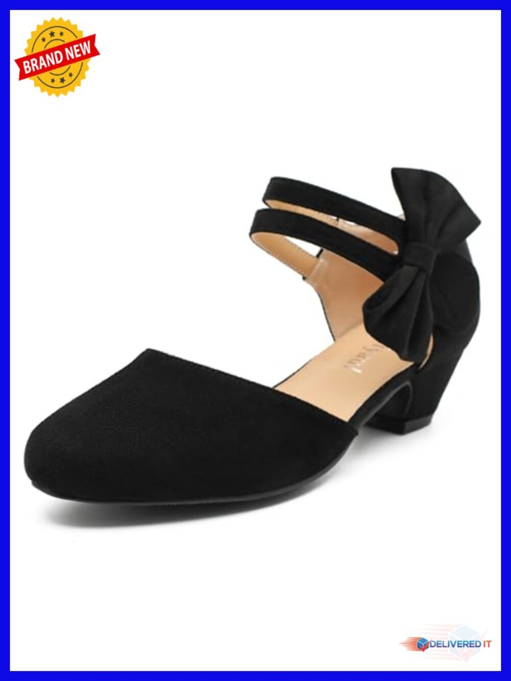 Retro Bow Mary Jane Low Chunky Heel Pumps Closed Toe Ankle Strap D'Orsay